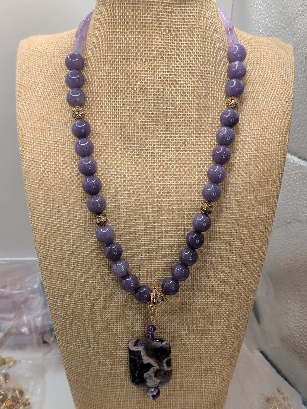 Purple Beaded Pendant Necklace - Unbranded Women Jewelry